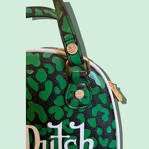 Authentic Von Dutch Lime Cheetah Bowling Bag Crossbody Purse Y2K Retro Vibe - Picture 8 of 14